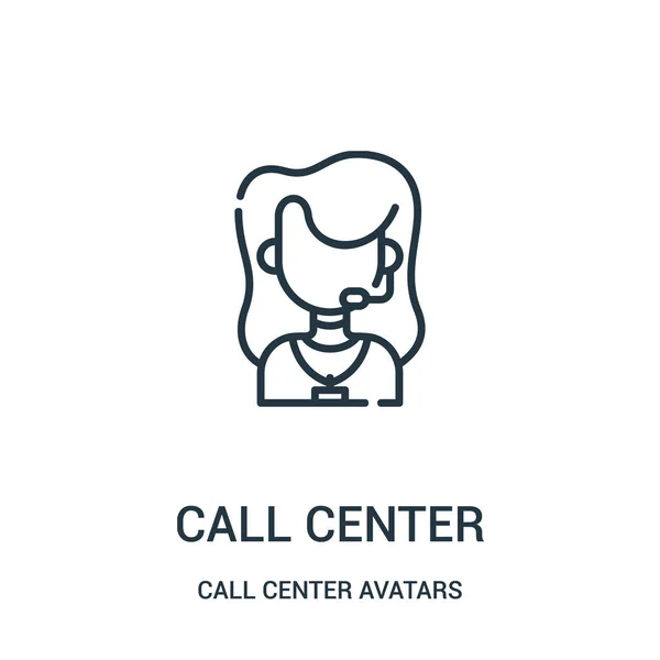 Call Center Symbolvektor aus der Avatarsammlung des Call Centers. dünne Linie Call Center Umriss Symbol Vektor Illustration. — Stockvektor