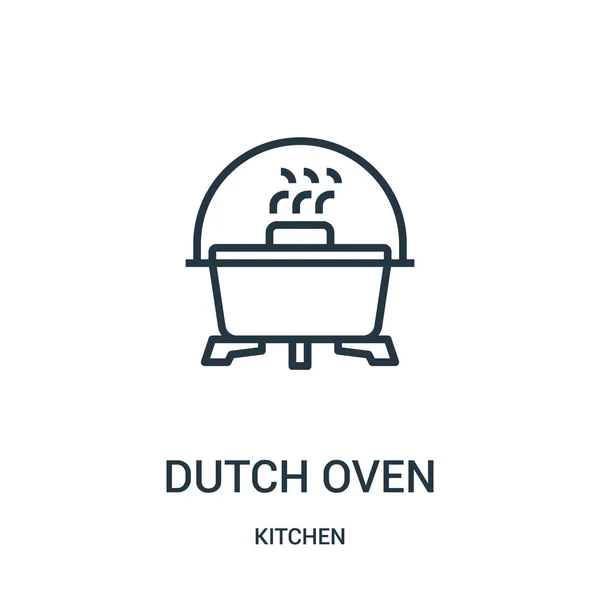 Horno holandés vector icono de la colección de cocina. Línea delgada horno holandés contorno icono vector ilustración . — Vector de stock