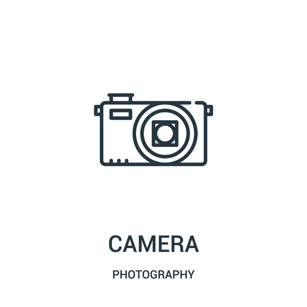 Vector icono de la cámara de la colección de fotografía. Icono de esquema de cámara de línea delgada ilustración vectorial . — Vector de stock
