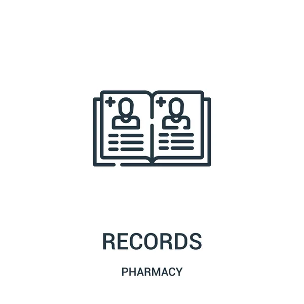 Registra vector icono de la colección de farmacia. Línea delgada registra esquema icono vector ilustración . — Vector de stock