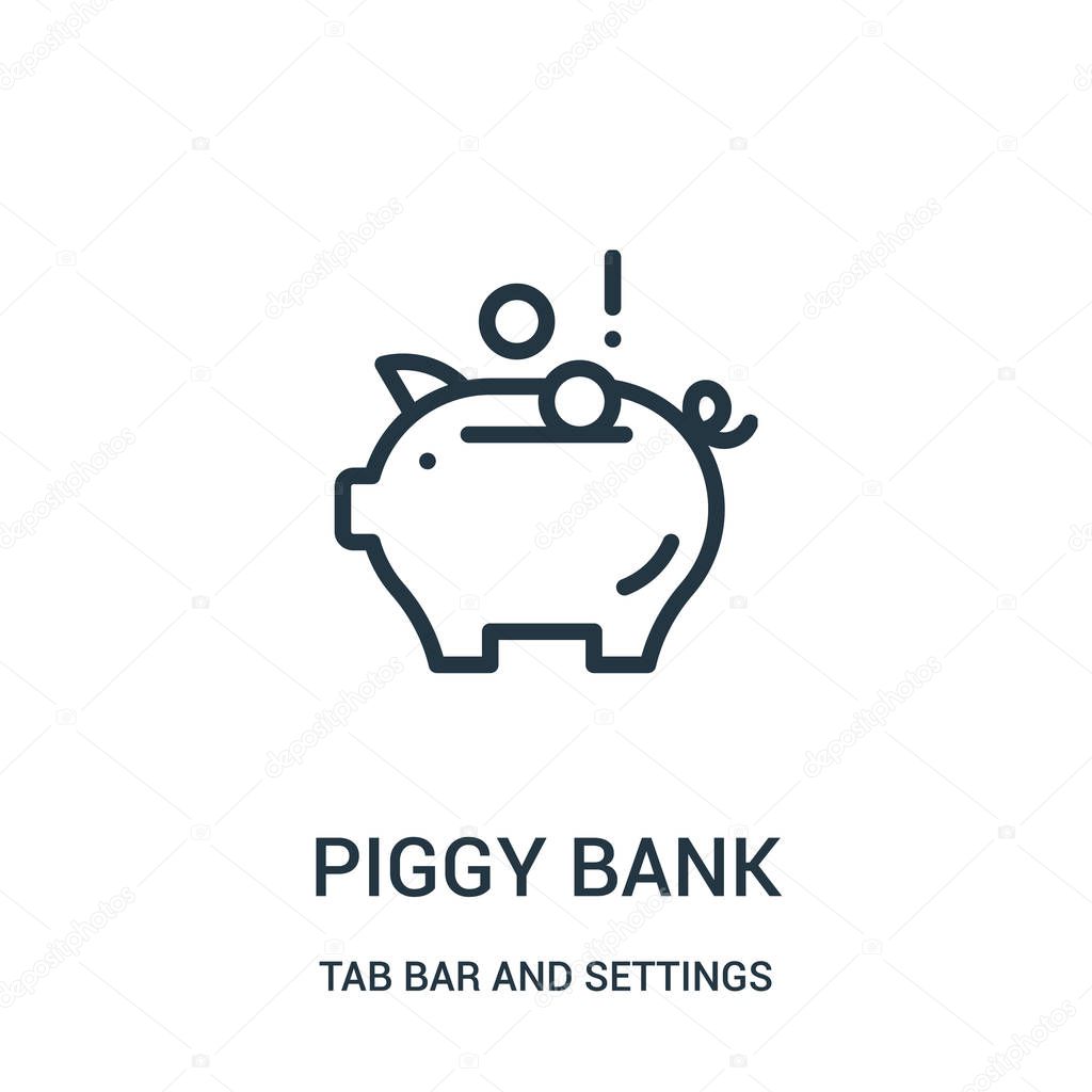 Piggy bank icon vector from tab bar and settings collection. Thin line piggy bank outline icon vector illustration. Linear symbol for use on web and mobile apps, logo, print media.