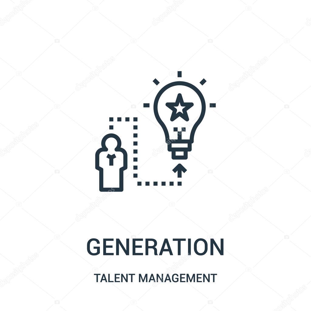 Generation icon vector from talent management collection. Thin line generation outline icon vector illustration. Linear symbol for use on web and mobile apps, logo, print media.