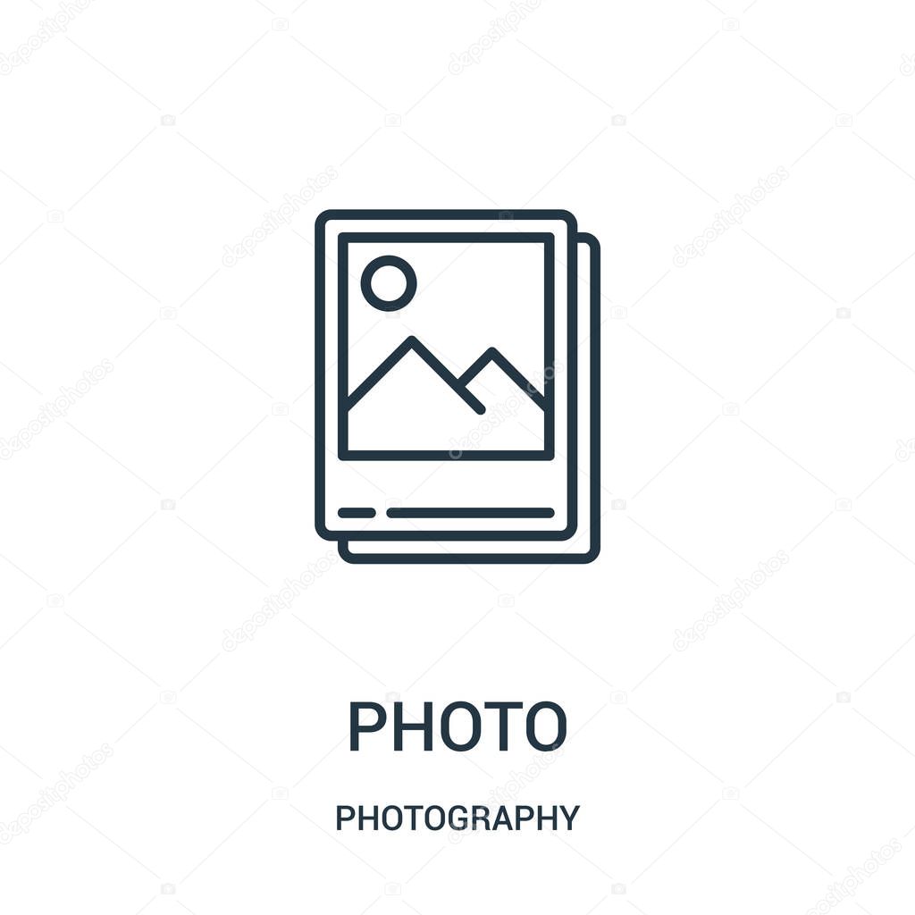 photo icon vector from photography collection. Thin line photo outline icon vector illustration.