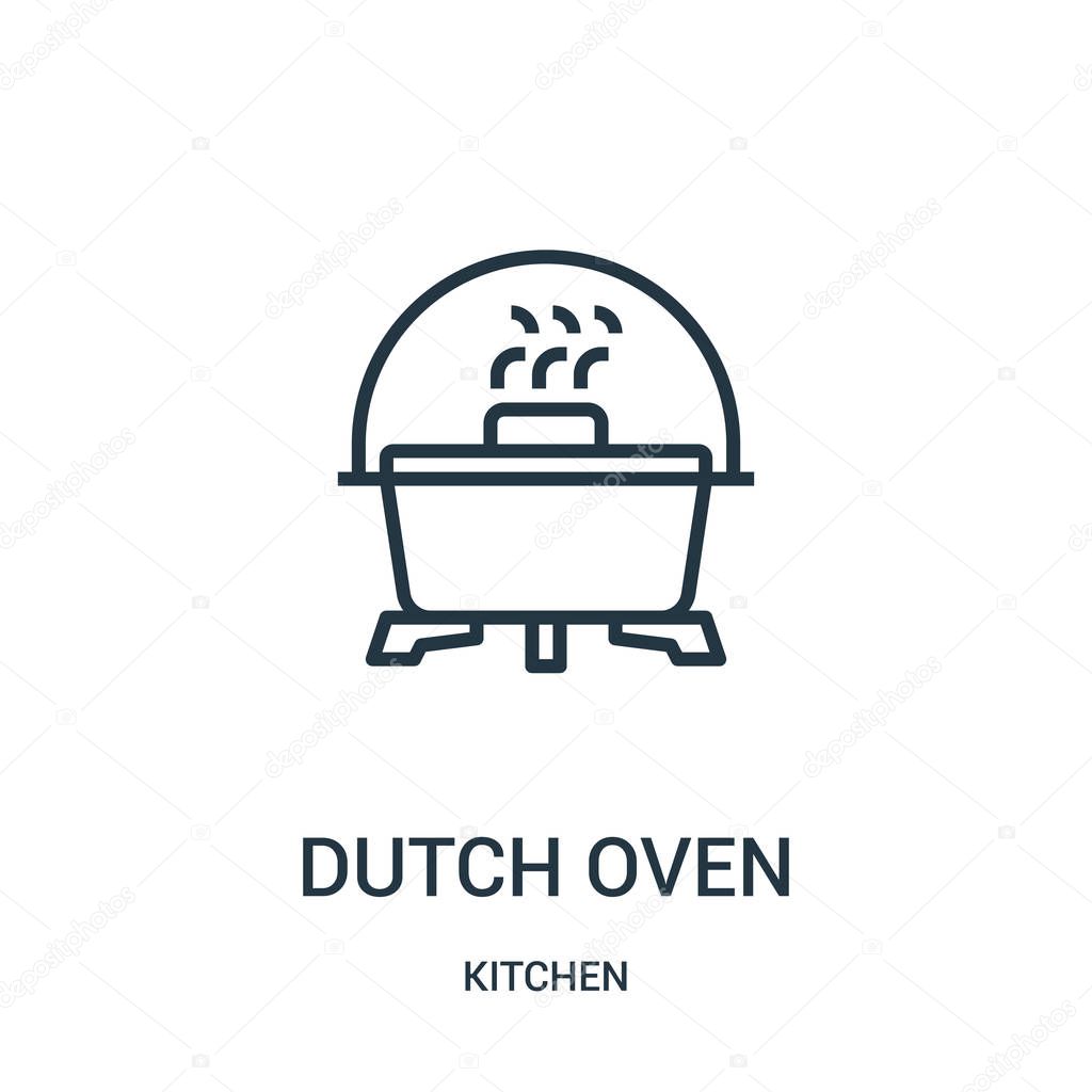 dutch oven icon vector from kitchen collection. Thin line dutch oven outline icon vector illustration.