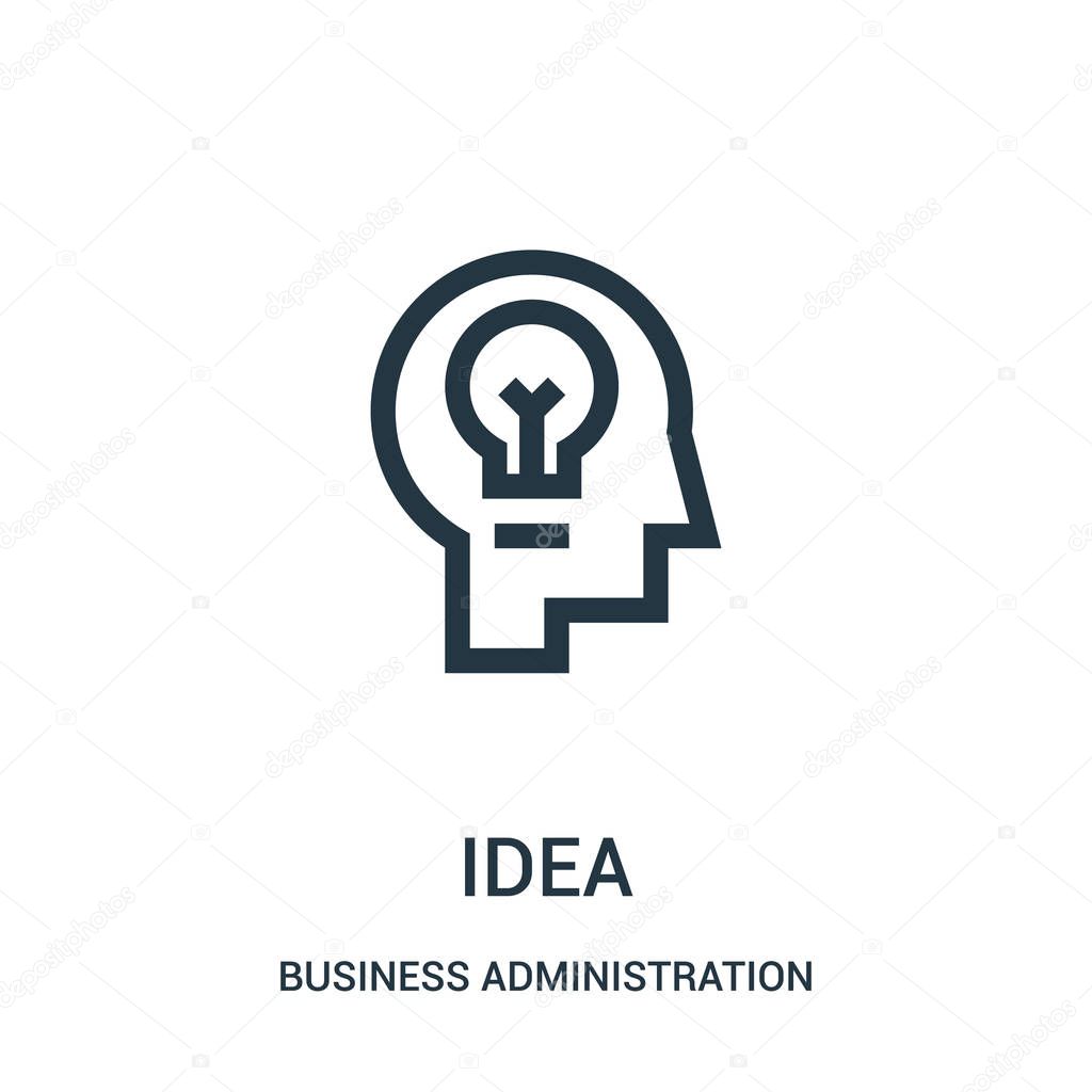 idea icon vector from business administration collection. Thin line idea outline icon vector illustration.