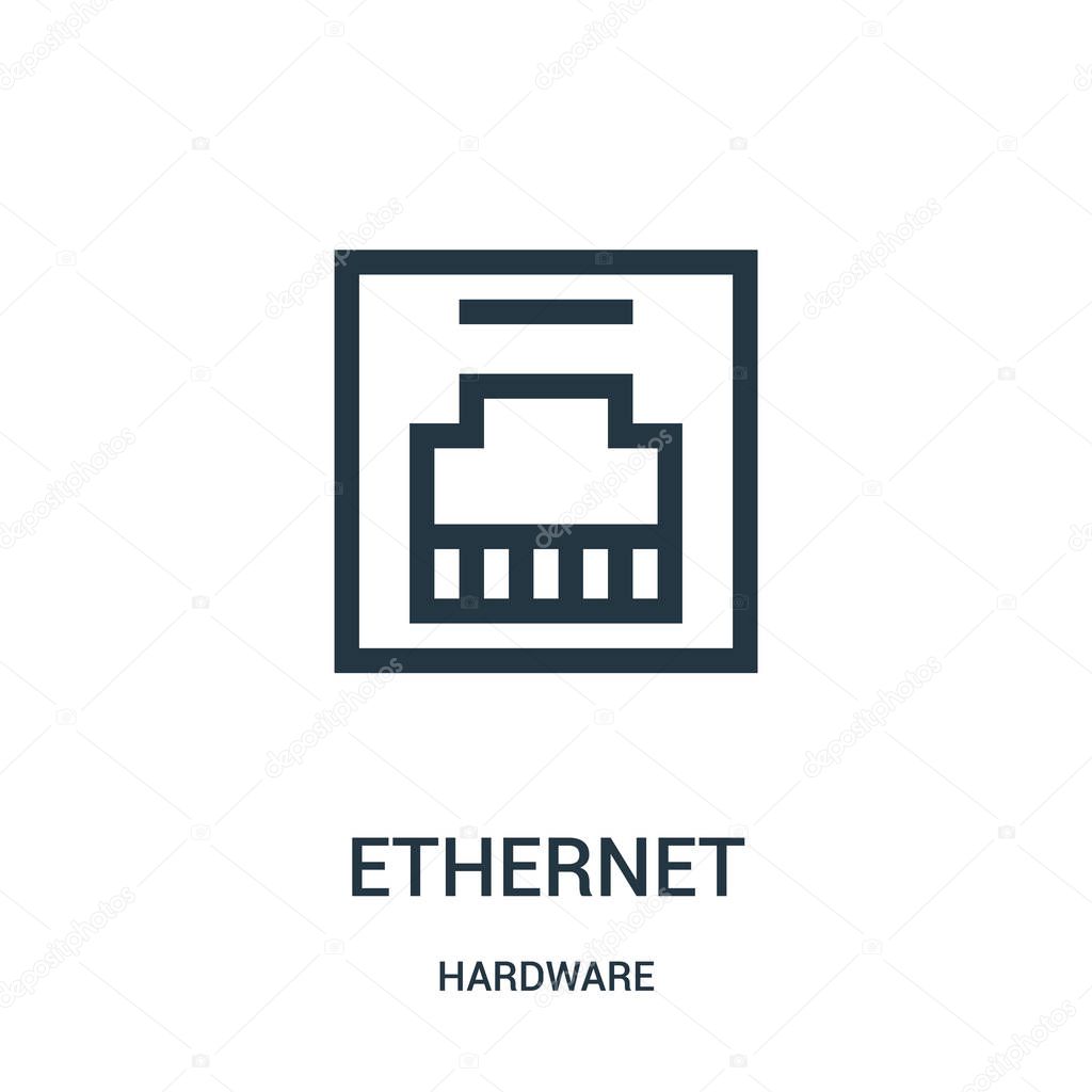 Ethernet icon vector from hardware collection. Thin line ethernet outline icon vector illustration. Linear symbol for use on web and mobile apps, logo, print media.