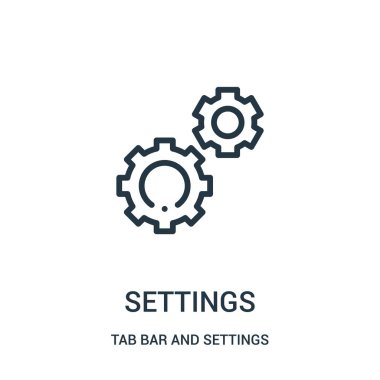 ayarları simgesi vektöründen sekme çubuğu ve ayarları koleksiyonu. İnce çizgi ayarları simge vektör çizim anahat.