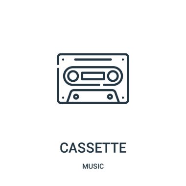 Kaset simge vektör müzik koleksiyonundan. İnce çizgi kaset anahat simgesini vektör çizim.