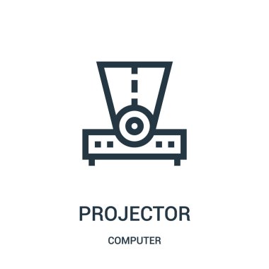 projektör simge vektör bilgisayar koleksiyonundan. İnce çizgi projektör anahat simgesini vektör çizim.