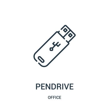 pendrive simge vektör office koleksiyonundan. İnce çizgi pendrive anahat simgesini vektör çizim.