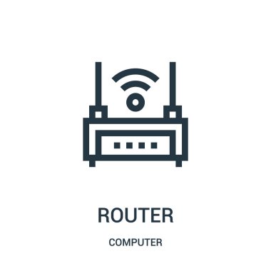 yönlendirici simge vektör bilgisayar koleksiyonundan. İnce çizgi yönlendirici anahat simgesini vektör çizim.