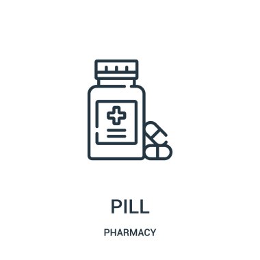 hap simge vektör eczane koleksiyonundan. İnce çizgi hap anahat simgesini vektör çizim.