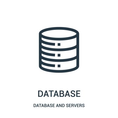 veritabanı ve sunucular koleksiyon veritabanı simge vektör. İnce çizgi veritabanı anahat simgesini vektör çizim.