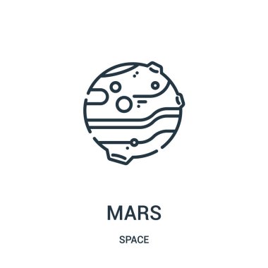 simge vektör alanı koleksiyonundan mars. İnce çizgi mars anahat simgesini vektör çizim.