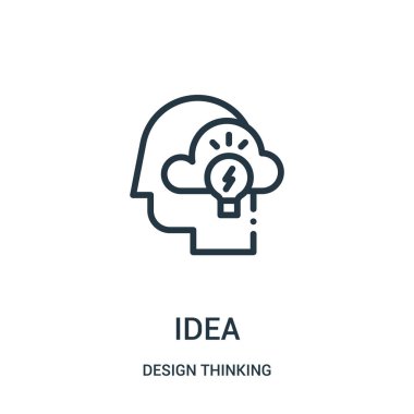 fikir simge vektör tasarım düşünme koleksiyonundan. İnce çizgi fikir anahat simgesini vektör çizim.