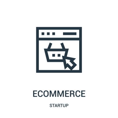 e-ticaret simge vektör başlangıç koleksiyonundan. İnce çizgi e-ticaret anahat simgesini vektör çizim.