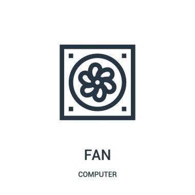 fan simge vektör bilgisayar koleksiyonundan. İnce çizgi fan anahat simgesini vektör çizim.