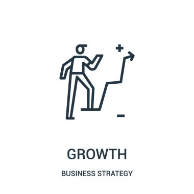 büyüme simge vektör iş stratejisi koleksiyonundan. İnce çizgi büyüme anahat simgesini vektör çizim.