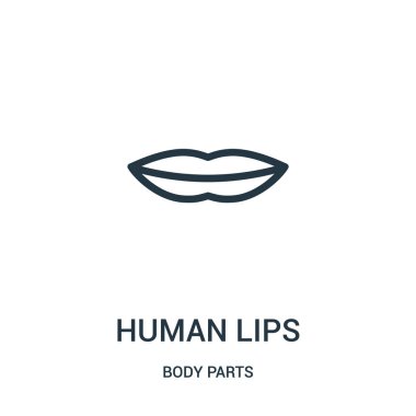 insan dudakları simge vektör vücut parçaları koleksiyonundan. İnce çizgi insan dudakları simge vektör çizim anahat.