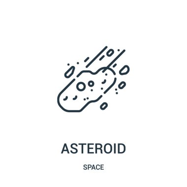 asteroit simge vektör alanı koleksiyonundan. İnce çizgi asteroit anahat simgesini vektör çizim.