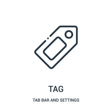 etiket simge vektör sekme çubuğunu ve ayarları koleksiyonu. İnce çizgi etiketi anahat simgesini vektör çizim.