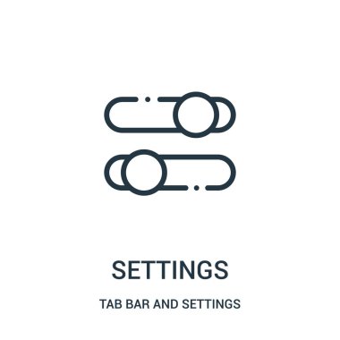 ayarları simgesi vektöründen sekme çubuğu ve ayarları koleksiyonu. İnce çizgi ayarları simge vektör çizim anahat.