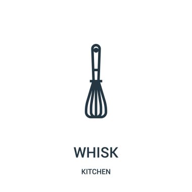 simge vektör mutfak koleksiyonundan fırçalamak. İnce çizgi çırpma teli anahat simgesini vektör çizim.