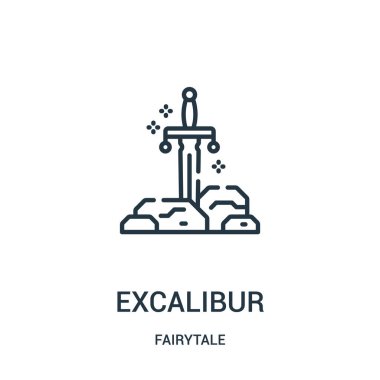 excalibur icon vector from fairytale collection. Thin line excalibur outline icon vector illustration. clipart