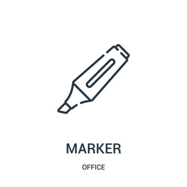 Marker simge vektör office koleksiyonundan. İnce çizgi işareti anahat simgesini vektör çizim.