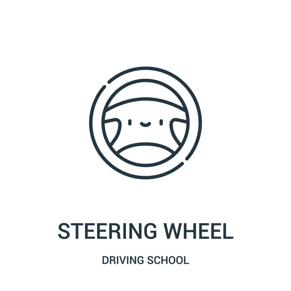 Steering wheel icon vector from driving school collection. Thin line steering wheel outline icon vector illustration. — Stock Vector