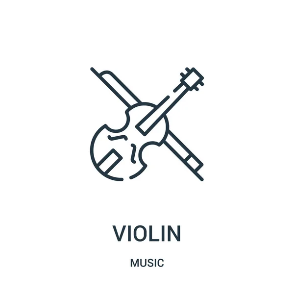 小提琴图标矢量从音乐收藏。细线小提琴轮廓图标向量例证. — 图库矢量图片