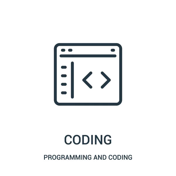 Coding icon vector from programming and coding collection. Thin line coding outline icon vector illustration. — Stock Vector