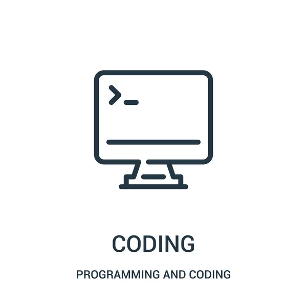 Vector de icono de codificación de la colección de programación y codificación. Línea delgada codificación contorno icono vector ilustración . — Archivo Imágenes Vectoriales
