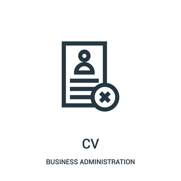 Cv vector icono de la colección de administración de empresas. Línea delgada cv esquema icono vector ilustración . — Vector de stock