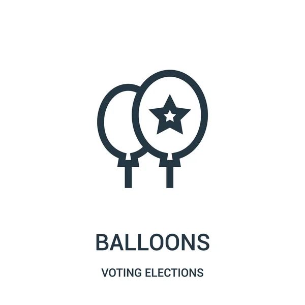 Globo vector icono de votación colección de elecciones. Línea delgada globos contorno icono vector ilustración . — Vector de stock