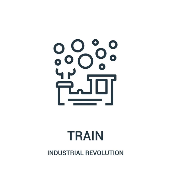 Vector icono tren de la colección revolución industrial. Línea delgada tren contorno icono vector ilustración . — Archivo Imágenes Vectoriales