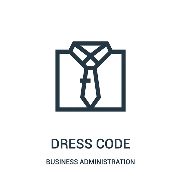 Vetor de ícone de código de vestimenta da coleção de administração empresarial. Linha fina vestido código esboço ícone vetor ilustração . — Vetor de Stock
