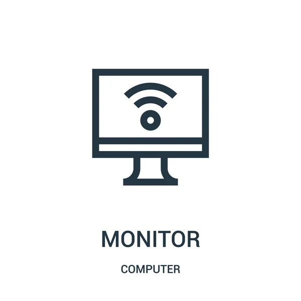 Monitor vector icono de la colección de la computadora. Línea delgada monitor contorno icono vector ilustración . — Vector de stock