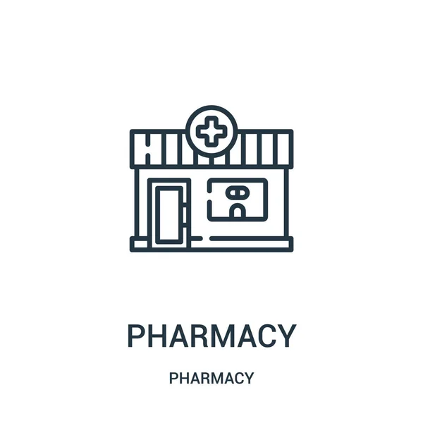 Vector icono de farmacia de la colección de farmacia. Línea delgada farmacia esquema icono vector ilustración . — Vector de stock