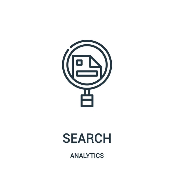 Vector de icono de búsqueda de la colección de análisis. Línea delgada búsqueda esquema icono vector ilustración . — Archivo Imágenes Vectoriales