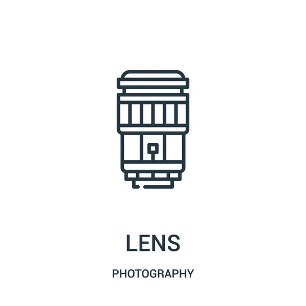 Vector icono de la lente de la colección de fotografía. Línea delgada lente contorno icono vector ilustración . — Vector de stock
