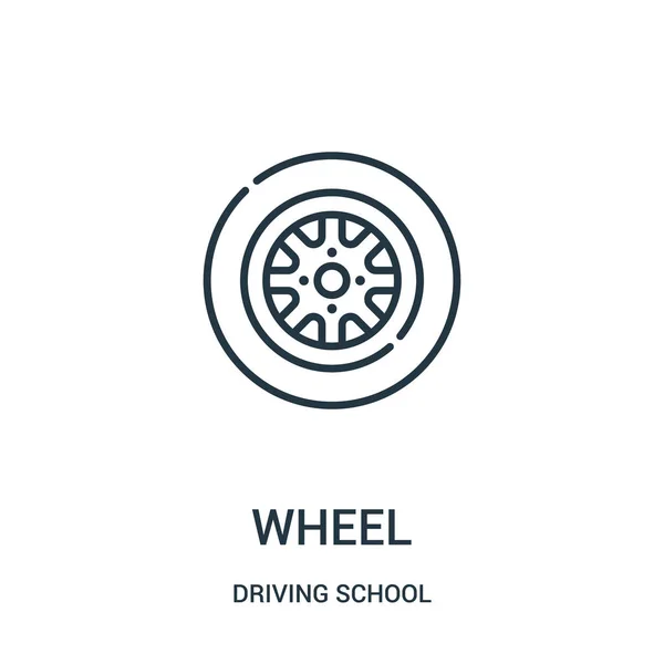 Wheel icon vector from driving school collection. Thin line wheel outline icon vector illustration. — Stock Vector