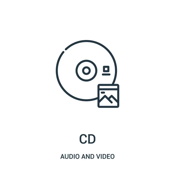 从音频和视频集合的 cd 图标矢量。细线 cd 轮廓图标向量例证. — 图库矢量图片