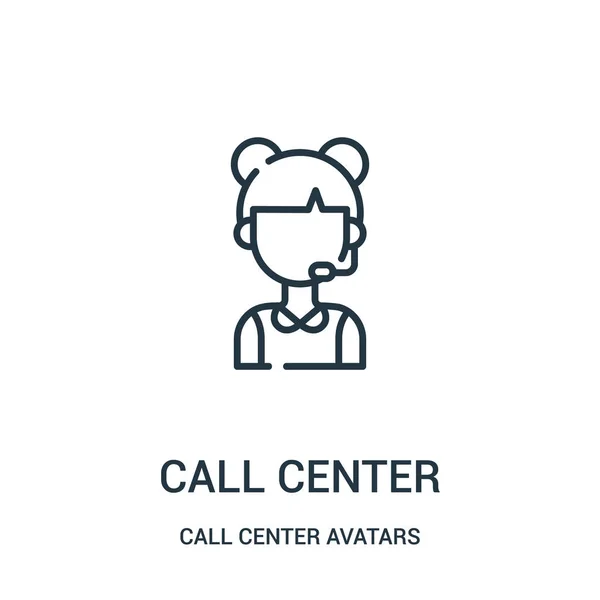 Call Center Symbolvektor aus der Avatarsammlung des Call Centers. dünne Linie Call Center Umriss Symbol Vektor Illustration. — Stockvektor