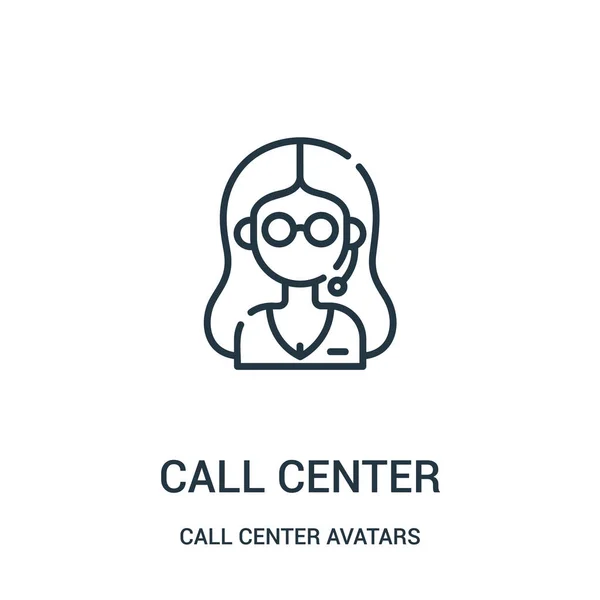 Vector de icono de centro de llamadas de colección de avatares de centro de llamadas. Línea delgada llamada centro contorno icono vector ilustración . — Vector de stock