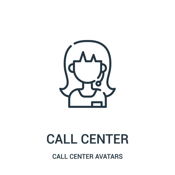 Call Center Symbolvektor aus der Avatarsammlung des Call Centers. dünne Linie Call Center Umriss Symbol Vektor Illustration. — Stockvektor