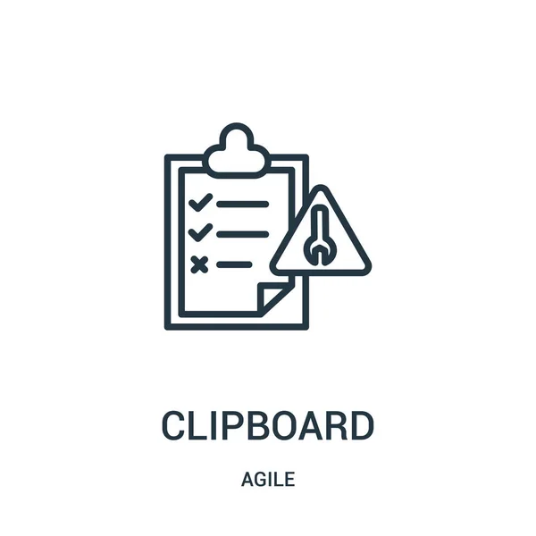 Clipboard icône vecteur de la collection agile. Illustration vectorielle d'icône de contour de presse-papiers à lignes minces . — Image vectorielle