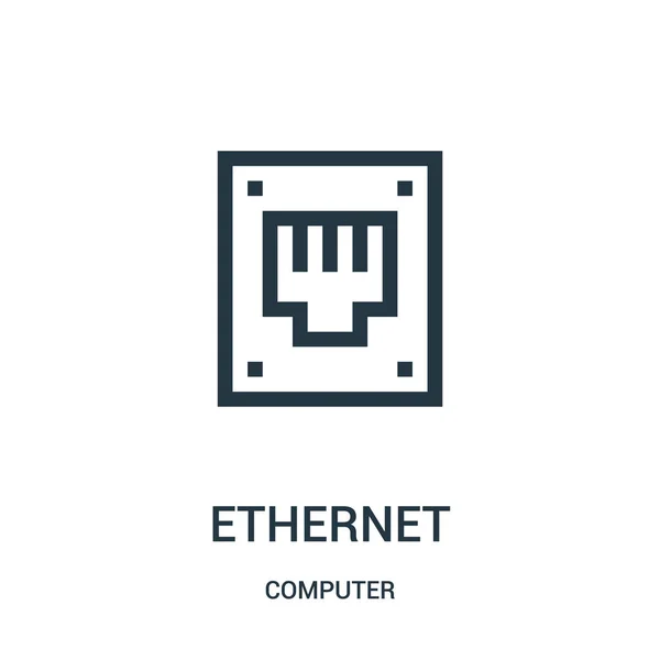 Ethernet vector icono de la colección de computadoras. Línea delgada ethernet contorno icono vector ilustración . — Vector de stock