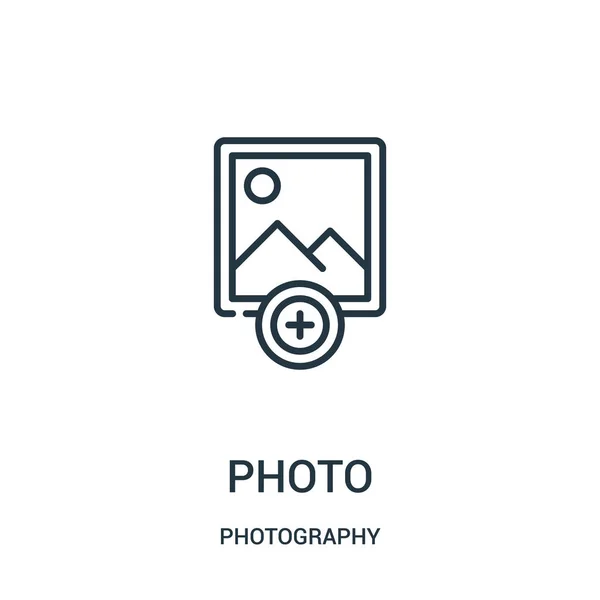 Foto vector icono de la colección de fotografía. Línea delgada foto esquema icono vector ilustración . — Vector de stock