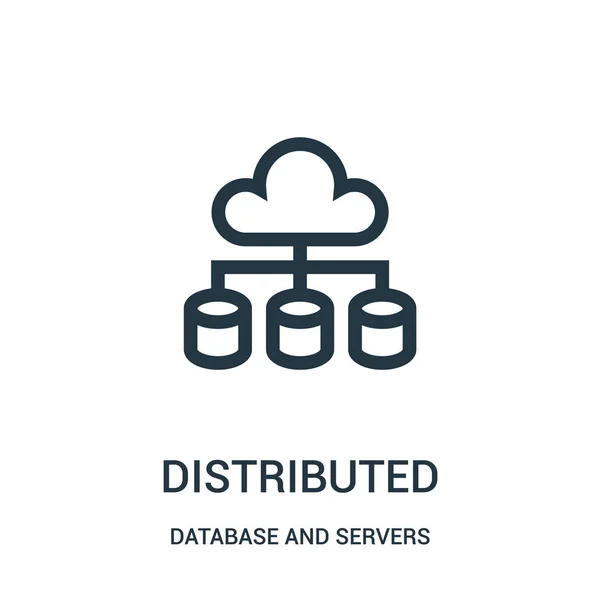 Distributed icon vector from database and servers collection. Thin line distributed outline icon vector illustration. — Stock Vector